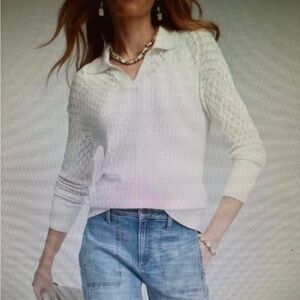 CHICOS COLLARED V NECK PULLOVER LIGHTWEIGHT SWEATER CHICOS 2 MISSES Large/12 NWT